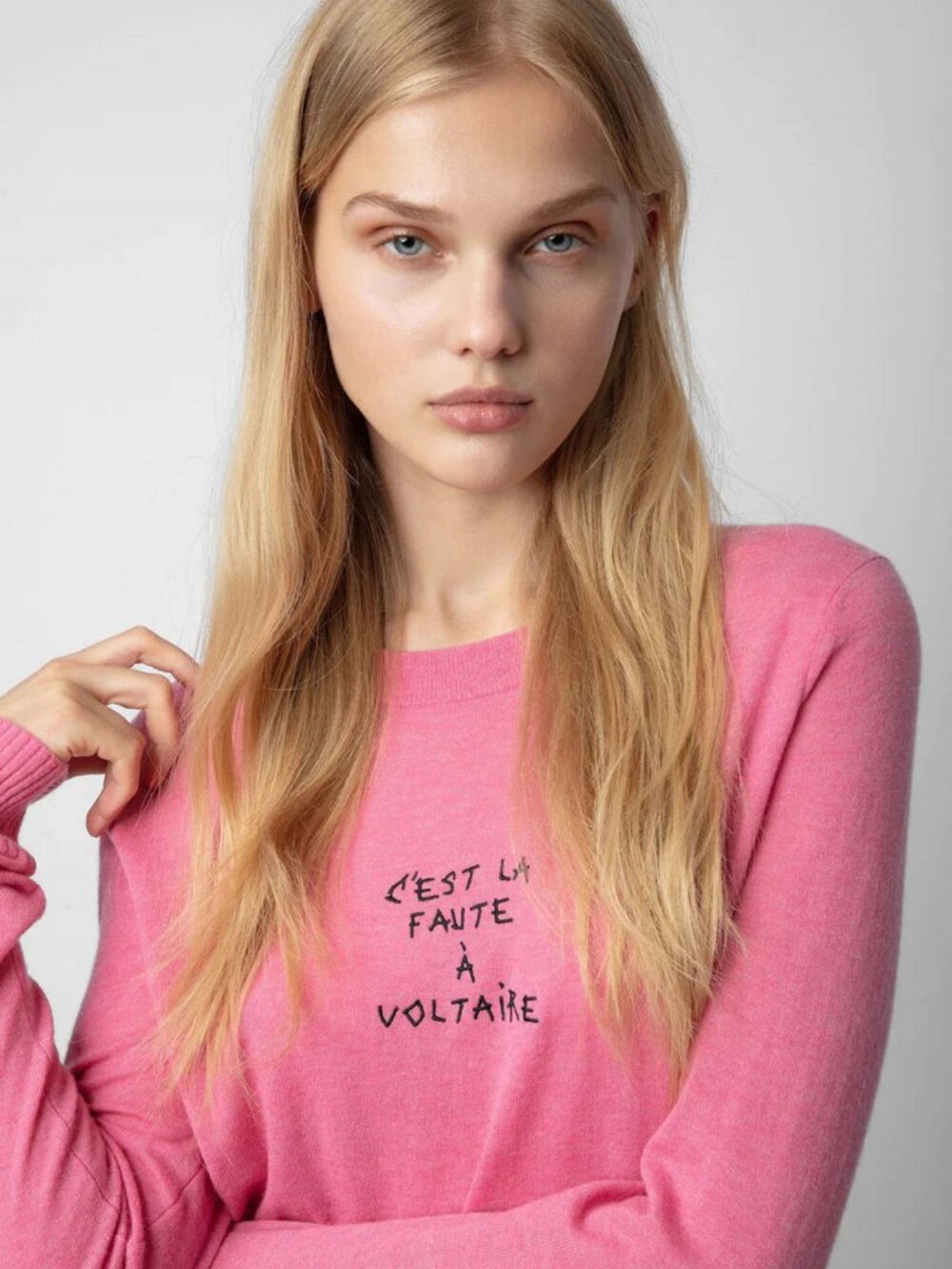 Zadig & Voltaire Pink Miss Cashmere "C'est La Faute À Voltaire" Sweater - Size S